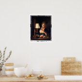 Woman's 読 by a紙 – ベルシェード1766 (油オン) ポスター (キッチン)