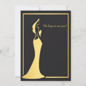 Woman's 40th Modern Gold Cocktail Dress Birthday 招待状 (裏面)