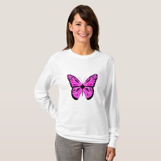 Woman's Butterfly Long Sleeve Shirt Tシャツ (正面フル)
