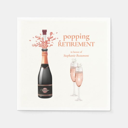 Woman's Elegant Popping Champagne Retirement スタンダードカクテルナプキン (正面)