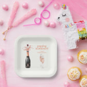 Woman's Elegant Popping Champagne Retirement ペーパープレート (パーティー)