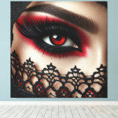 Woman's eye with a striking red iris キャンバスプリント (インサイチュ (ウッドフロア))
