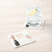 Woman's Funny Popping Champagne 40th Birthday スクエアペーパーコースター (インサイチュ)