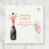 Woman's Funny Popping Champagne 40th Birthday フェイバータグ (裏面)