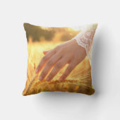 Woman's Hand Touching Wheat Tassels クッション (裏面)