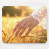 Woman's Hand Touching Wheat Tassels マウスパッド (正面)