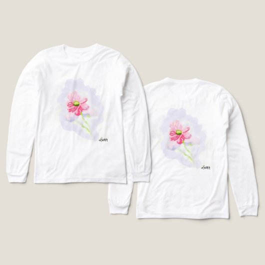 Woman's Long Sleeve T-Shirts : Iris Flower トライブレンドTシャツ (デザイン 正面&背面)