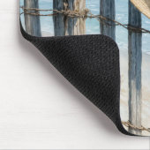 Woman's Summer Straw Hat In Ocean Breeze マウスパッド (コーナー)