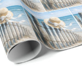 Woman's Summer Straw Hat In Ocean Breeze ラッピングペーパー (ロールコーナー)