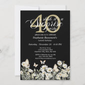 Woman's White Wildflower Surprise 40th Birthday 招待状 (正面)