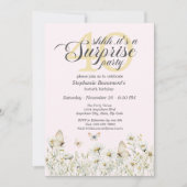 Woman's White Wildflower Surprise 40th Birthday 招待状 (正面)