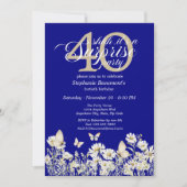 Woman's White Wildflower Surprise 40th Birthday 招待状 (正面)