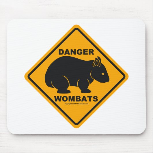 Wombatの危険の交通標識 マウスパッド (正面)