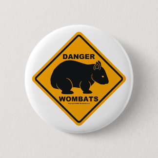 Wombatの危険の交通標識 缶バッジ