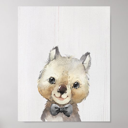 Wombat Bowtie Nursery Art Print ポスター (正面)