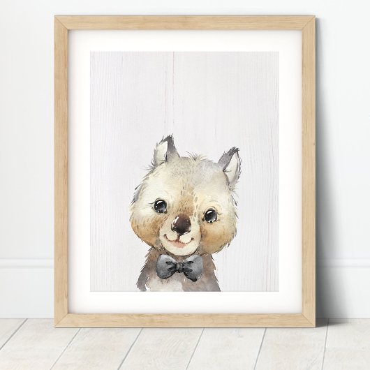 Wombat Bowtie Nursery Art Print ポスター