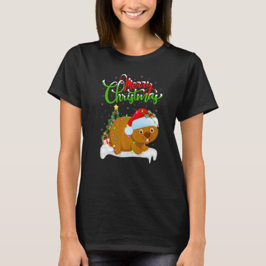 Wombat  Xmas Decorations Santa Wombat Christmas Tシャツ (正面)