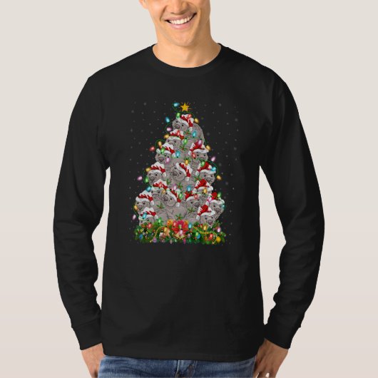 Wombat Xmas Lights Santa Wombat Christmas Tree Tシャツ (正面)
