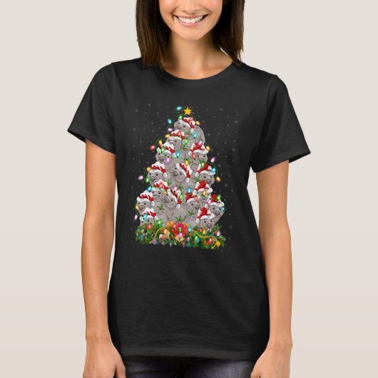 Wombat   Xmas Lights Santa Wombat Christmas Tree Tシャツ (正面)