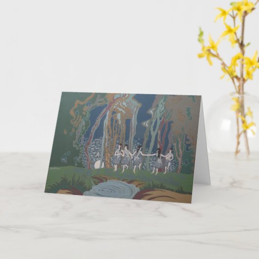 Women踊りwith Moon カード (黄色い花)