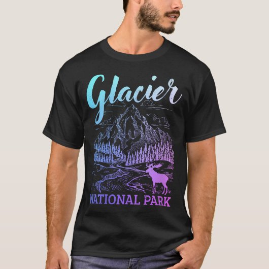 Women39S グレイシャー国立公園 モンタナ ヴィンテージ Tシャツ (正面)