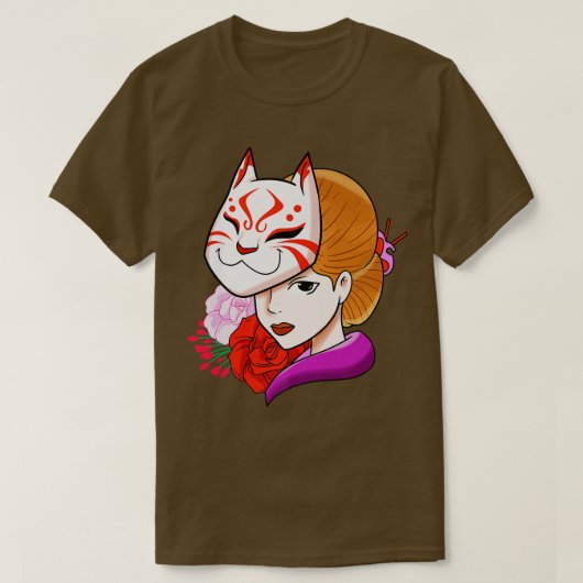 Women 日本の Cat Mask (2) Tシャツ (デザイン正面)