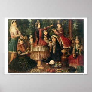 Women and Children in a Garden, 19th century (oil ポスター