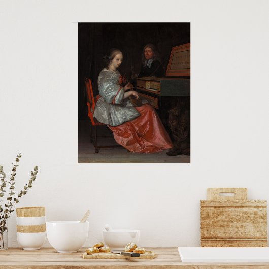 Women at Virginal with Cittern — Old Master ポスター (キッチン)