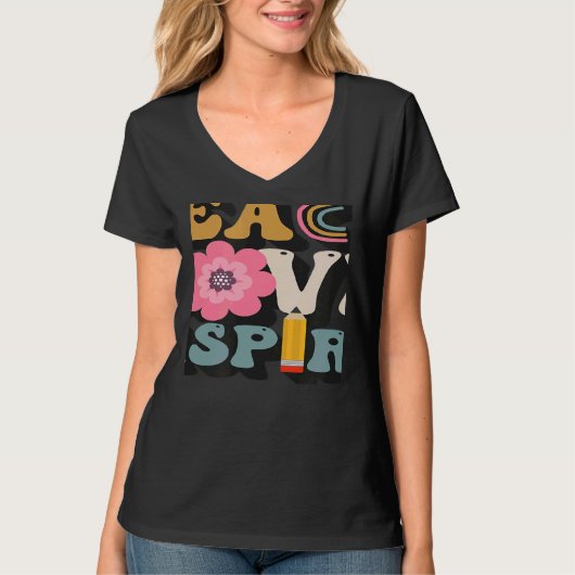 Women Back To School Teach Love Inspire female Tea Tシャツ (正面)