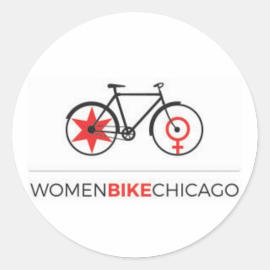 Women Bike Chicago – コミューターバイクデザインスタンプ ラウンドシール (正面)