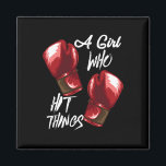Women Boxing Kickboxing A Girl Who Hit Things  マグネット<br><div class="desc">Women Boxing Kickboxing A Girl Who Hit Things</div>