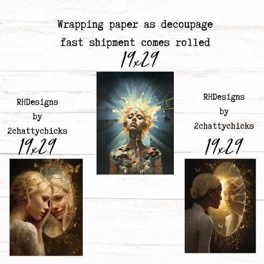 Women Broken But Made Whole Wrapping Decoupage ラッピングペーパーシート