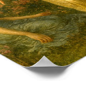 Women, Butterflies & Peacock In Garden ポスター (角)