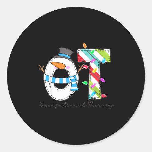 Women Christmas Occupational Therapy Ot Ota Snowma ラウンドシール (正面)