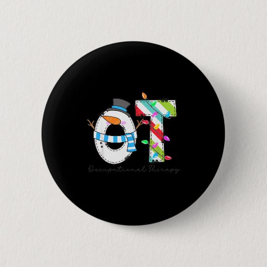 Women Christmas Occupational Therapy Ot Ota Snowma 缶バッジ (正面)
