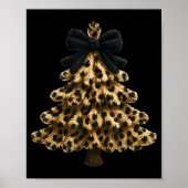 Women Coquette Bow Leopard Christmas Tree Xmas Hol ポスター (正面)