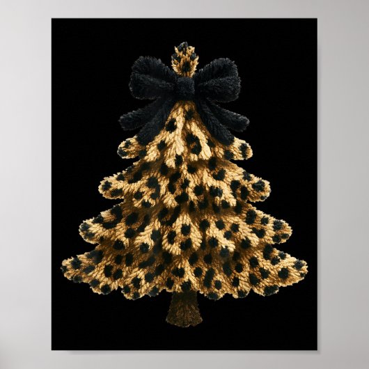 Women Coquette Bow Leopard Christmas Tree Xmas Hol ポスター (正面)