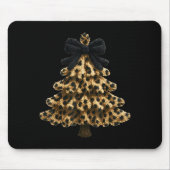 Women Coquette Bow Leopard Christmas Tree Xmas Hol マウスパッド (正面)