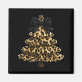 Women Coquette Bow Leopard Christmas Tree Xmas Hol マグネット (正面)