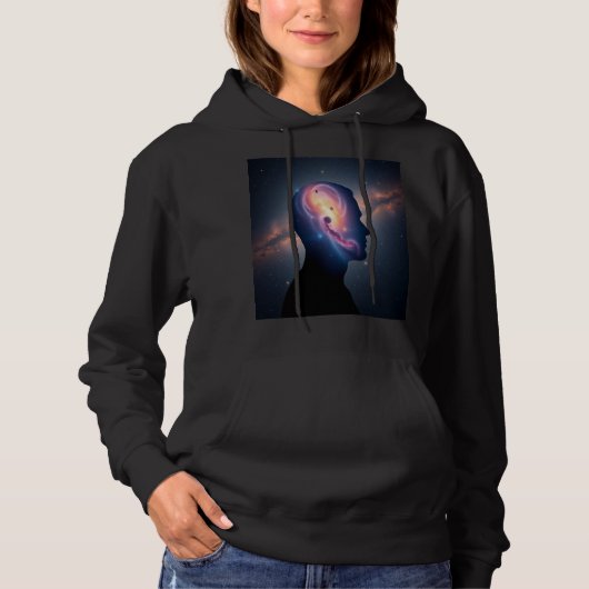 Women Cosmic Galaxy Silhouette Pullover Hoodie パーカ (正面)