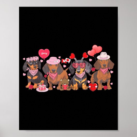 Women Dachshund Valentine’s Day Sausage Dog Bandan ポスター (正面)