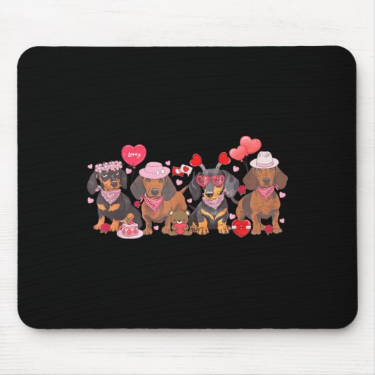 Women Dachshund Valentine’s Day Sausage Dog Bandan マウスパッド (正面)