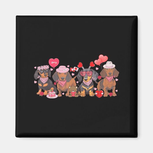 Women Dachshund Valentine’s Day Sausage Dog Bandan マグネット (正面)
