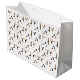 Women Doing Yoga Poses Cool Workout Pattern ラージペーパーバッグ