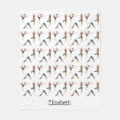 Women Doing Yoga Poses Workout Pattern And Name フリースブランケット (正面)