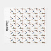 Women Doing Yoga Poses Workout Pattern And Name フリースブランケット (正面(横))