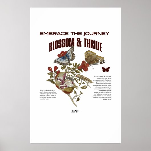 Women Empowerment Blossom & Thrive Botanical  ポスター (正面)