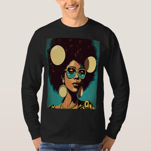 Women Empowerment Retro Afro African American Mom  Tシャツ (正面)