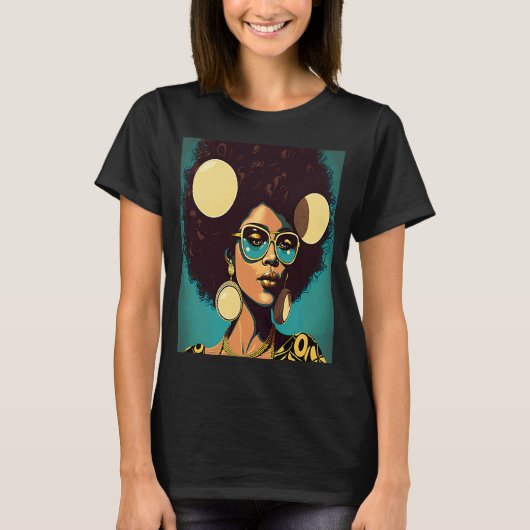 Women Empowerment Retro Afro African American Mom  Tシャツ (正面)