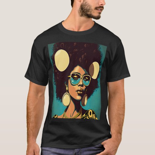 Women Empowerment Retro Afro African American Mom Tシャツ (正面)